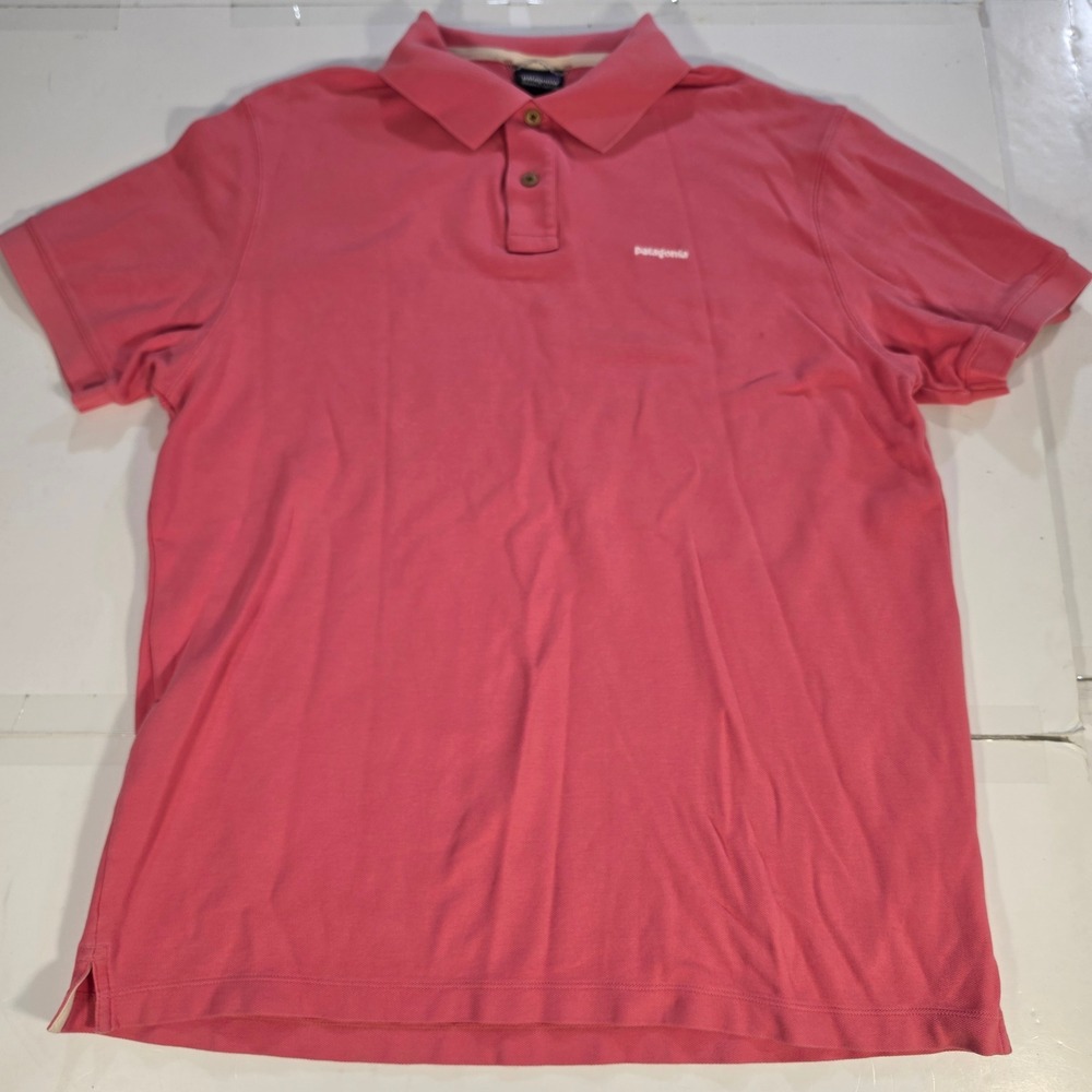 Patagonia Mens XL Pink Organic Cotton Pique Short Sleeve Polo Shirt 52276